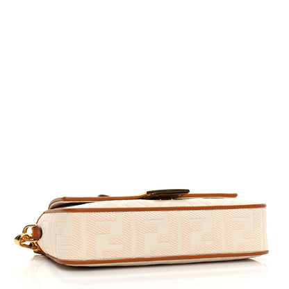 Fendi Canvas Vitello King Bi-Color Strap FF Embroidered Baguette Grezzo Brandy Cuoio 4 of 7