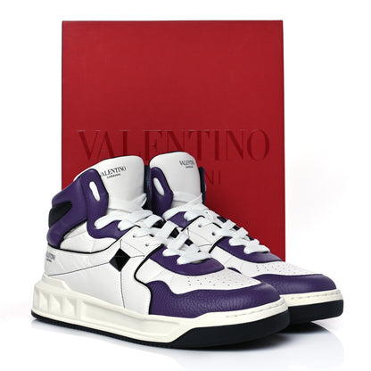 Valentino Garavani Nappa Mens One Stud High Top Sneakers 43 White Indian Violet Black 9 of 9