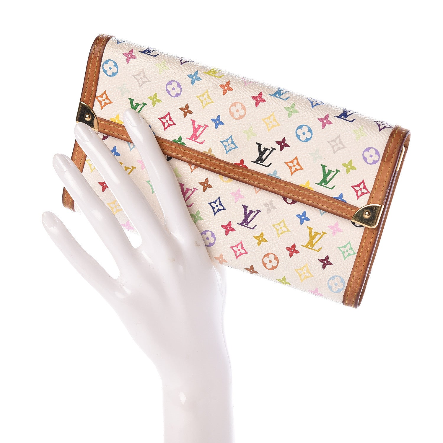 Louis Vuitton Monogram Multicolor Porte Tresor International Wallet White 2 of 7