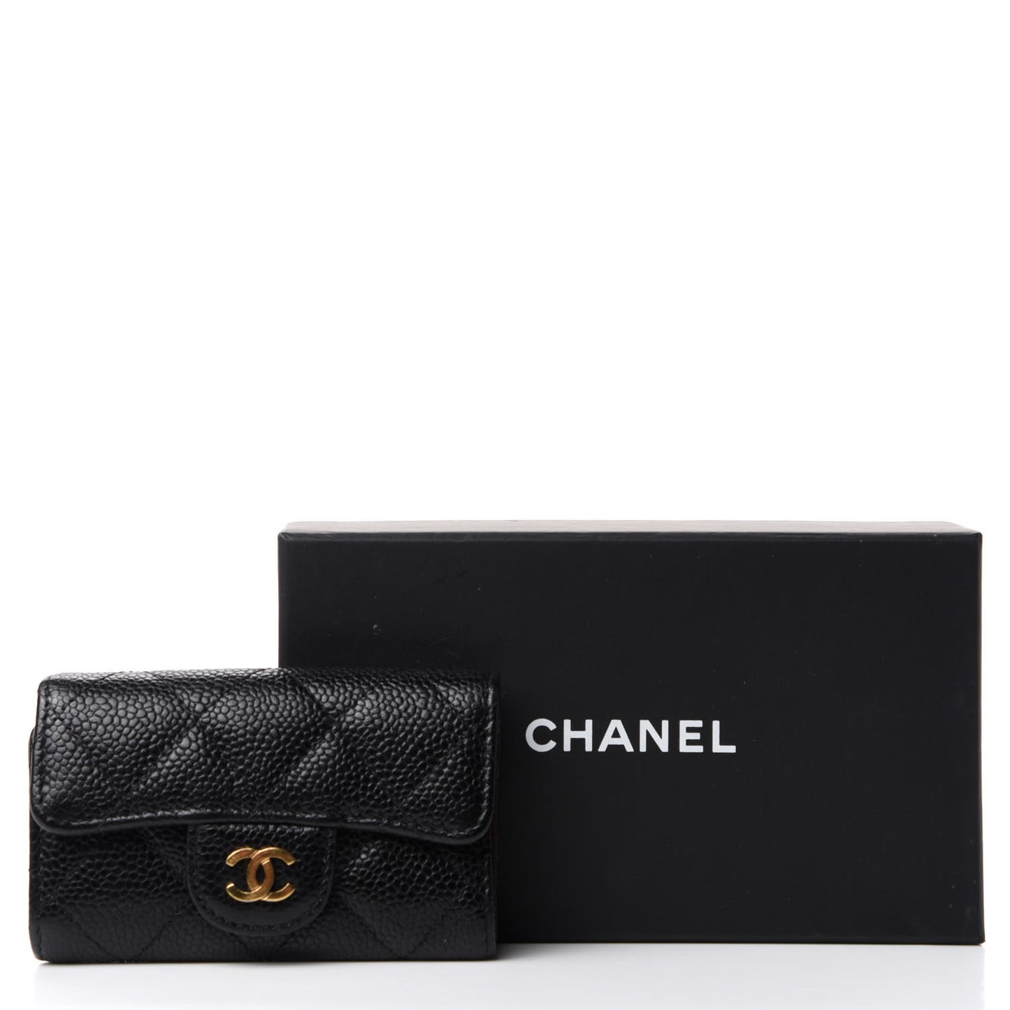 Caviar Quilted 6 Key Holder Black