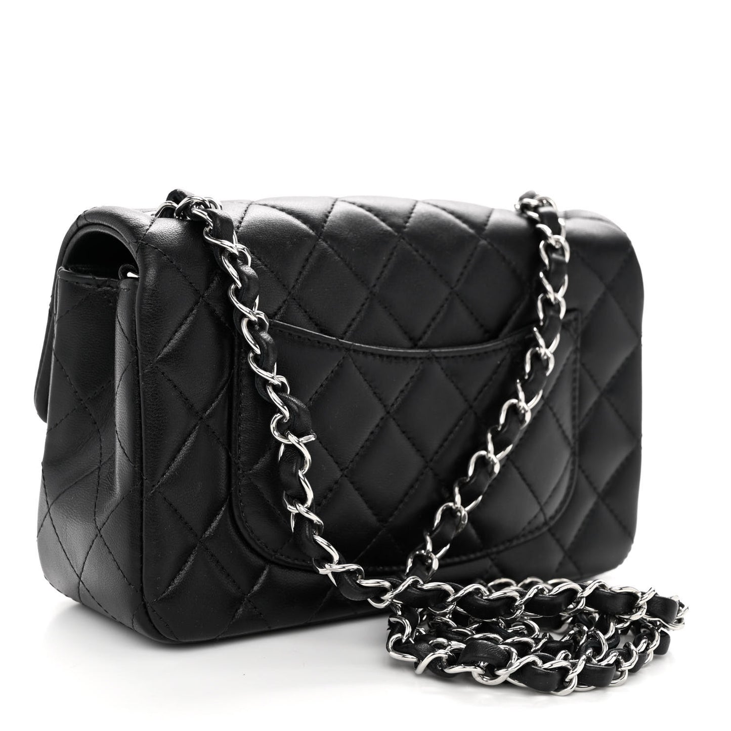 Lambskin Quilted Mini Rectangular Flap Black