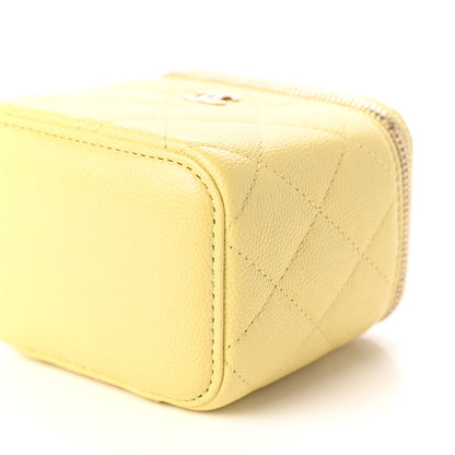 Chanel Caviar Quilted Mini Vanity Case With Chain Yellow 7 of 10