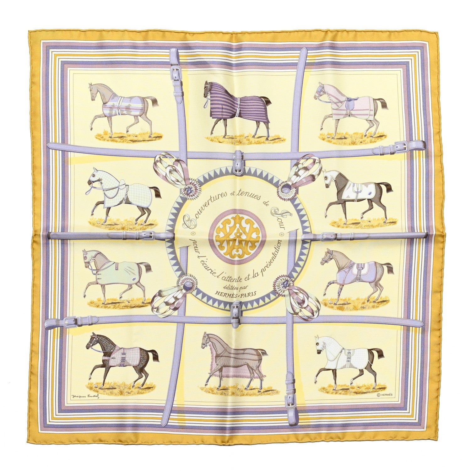 Hermes Silk Couvertures Et Tenues de Jour Pocket Square 1 of 5