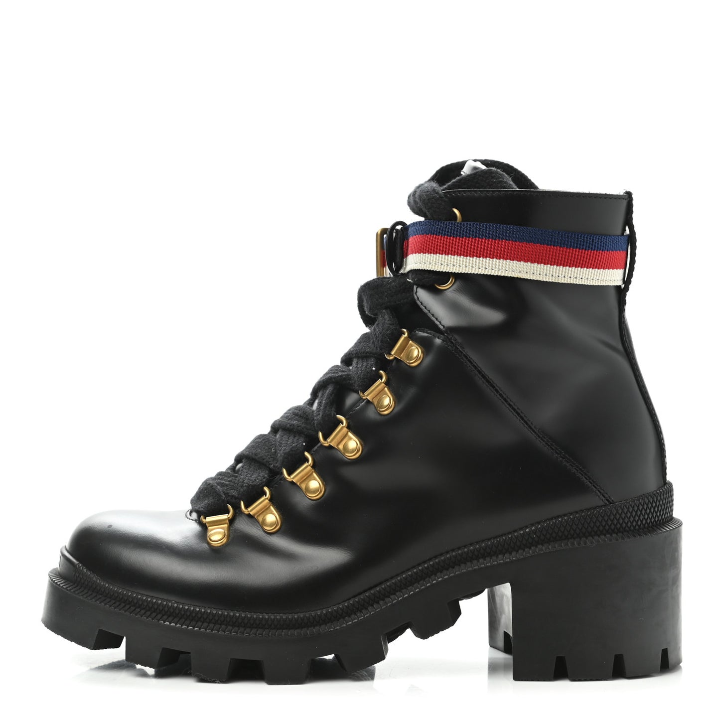 Calfskin Sylvie Web Womens Lace Up Combat Boots 37 Black