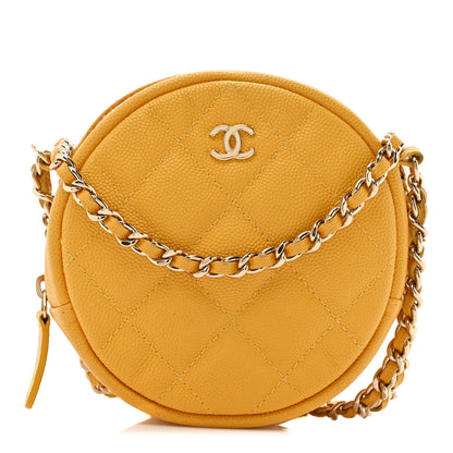 Chanel Caviar Quilted Round Clutch With Chain Yellow 1 of 11