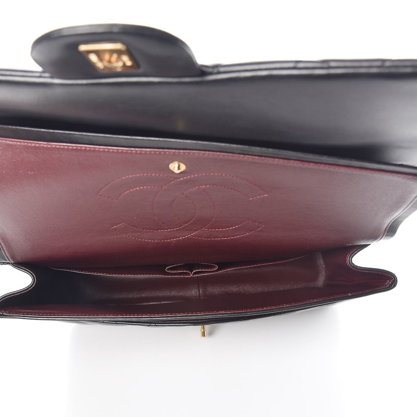 Lambskin Quilted Maxi Double Flap Black