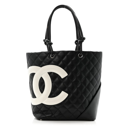 Chanel Calfskin Quilted Medium Cambon Tote Black White 1 of 15