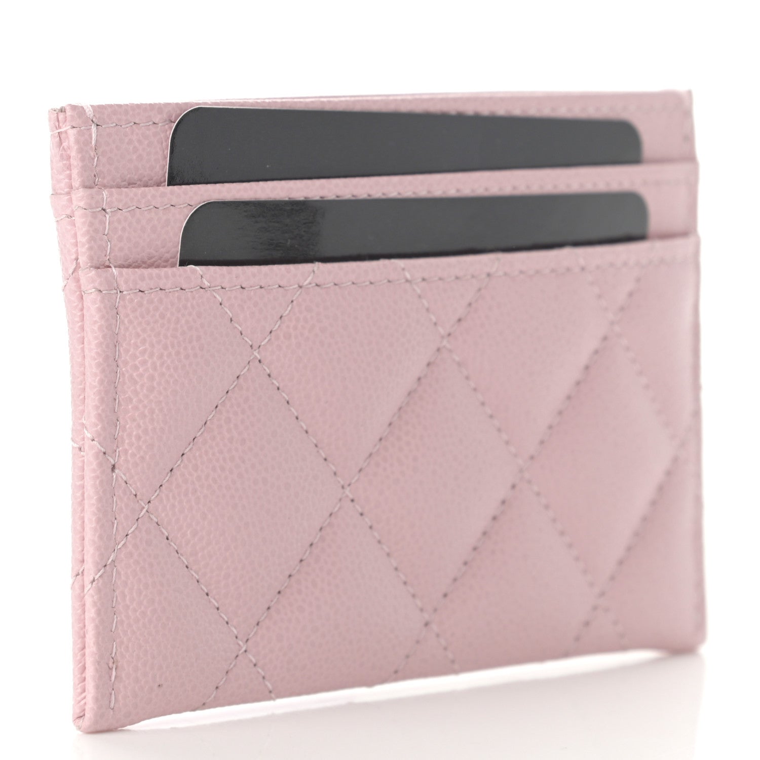 Chanel Caviar Quilted Studded CC Card Holder Light Pink 3 of 10