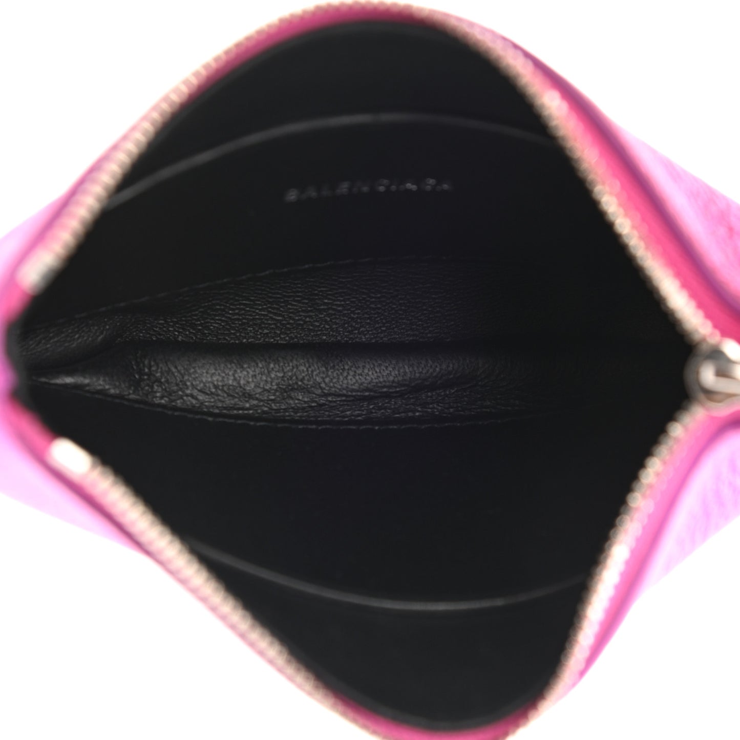 Metallic Goatskin Logo XS Ville Pouch Rose Fuchsia Black