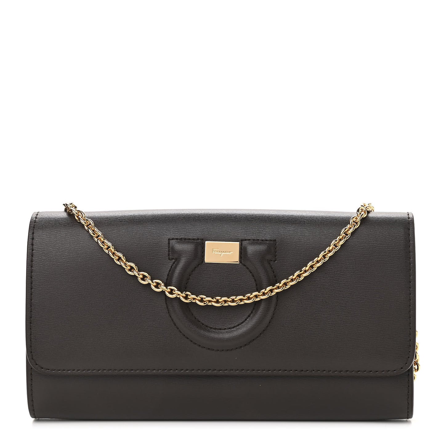 Calfskin City Wallet On Chain Black