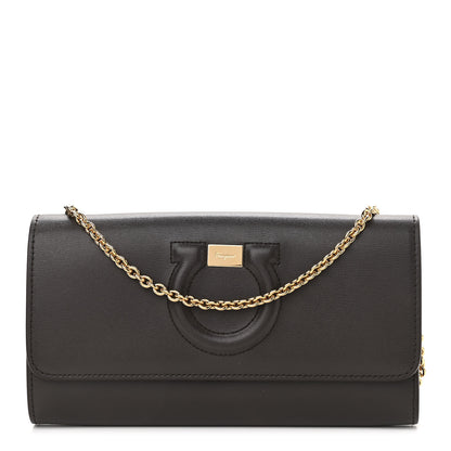 Salvatore Ferragamo Calfskin City Wallet On Chain Black 1 of 10