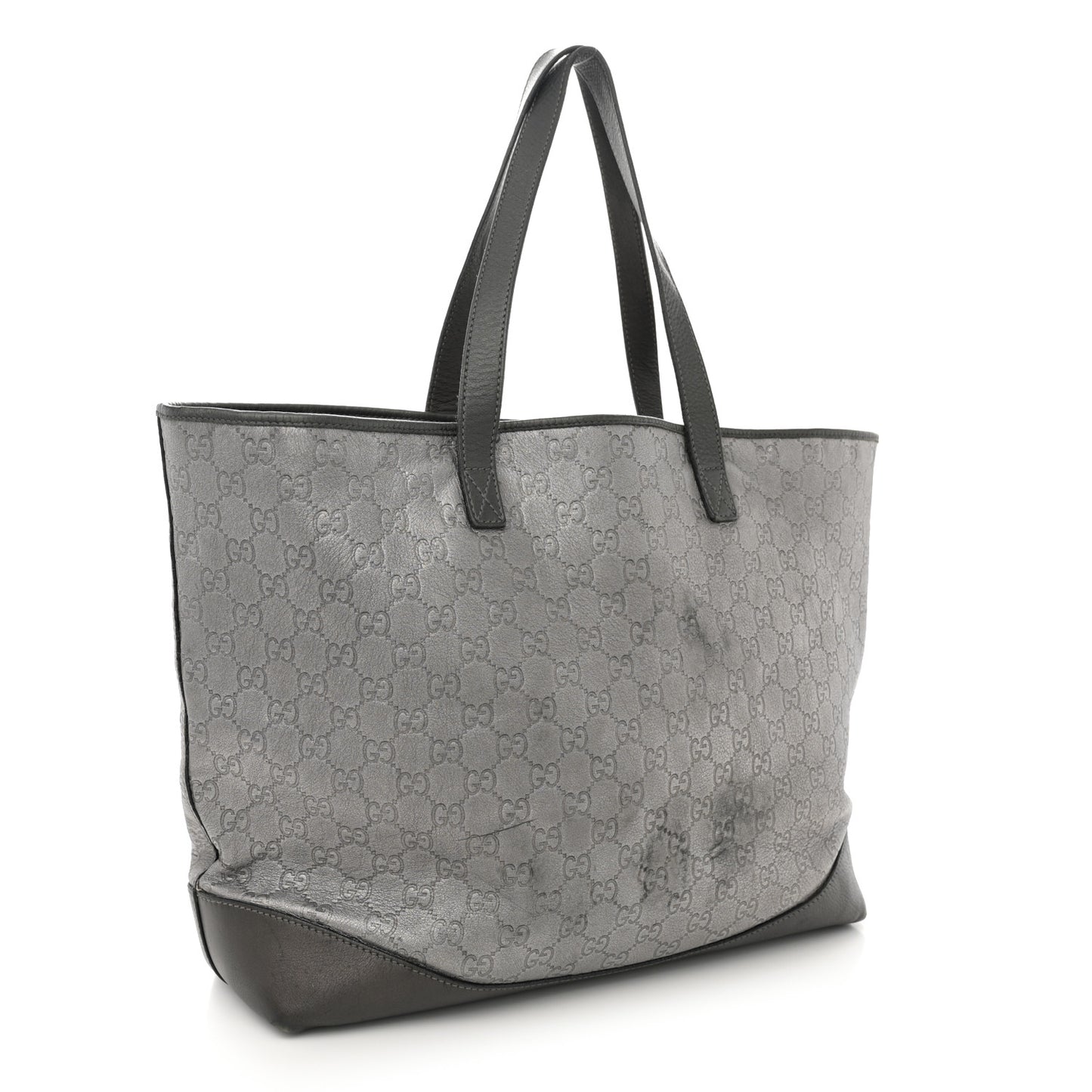 Metallic Guccissima Large Tote Dark Grey