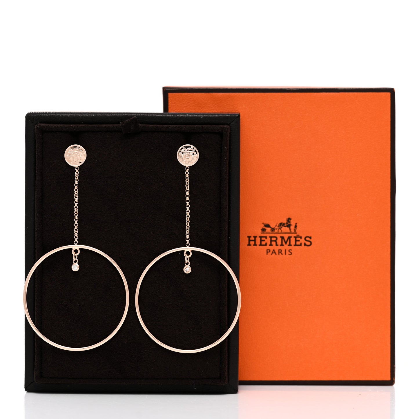 18K Rose Gold Diamond Ex-Libris Earrings