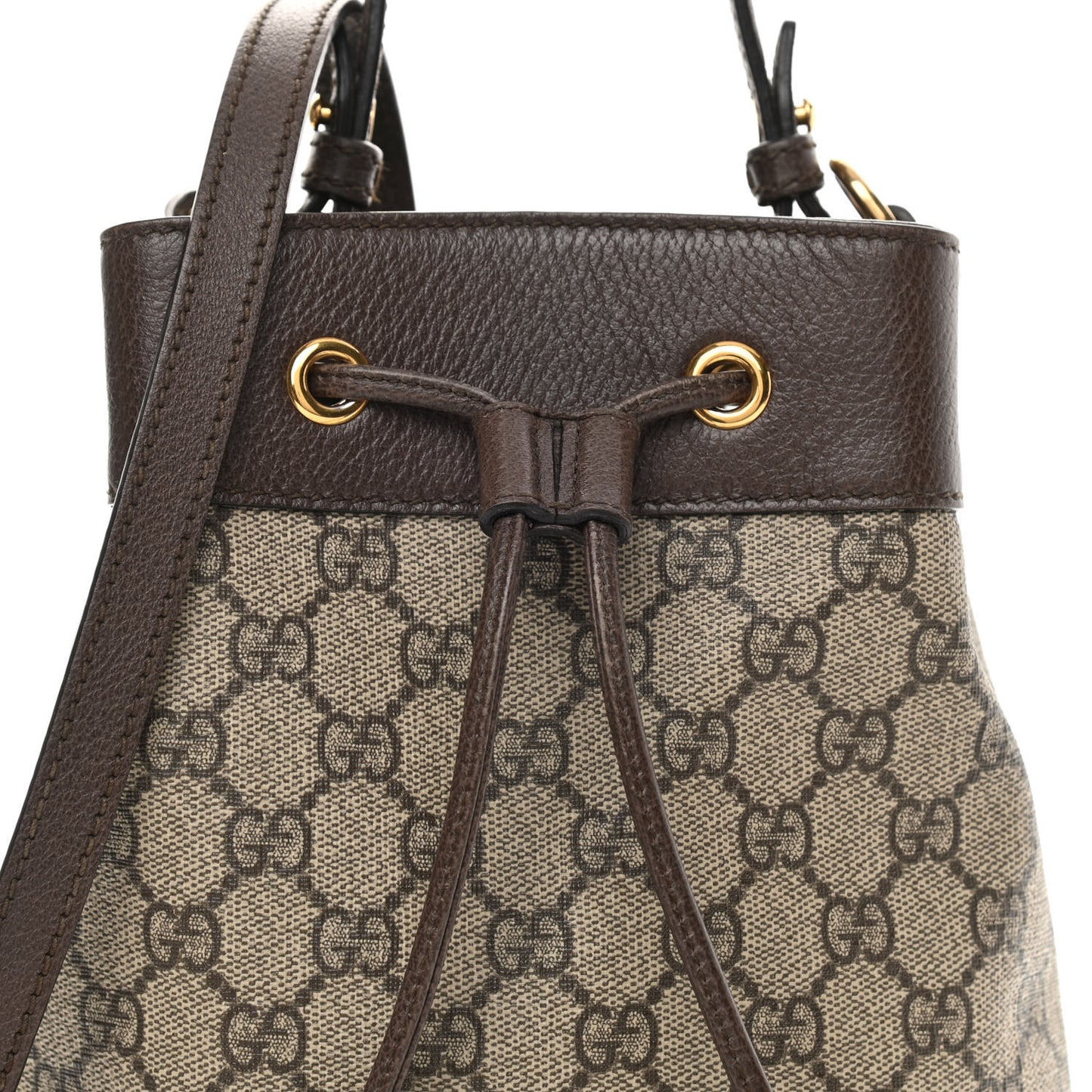 GG Supreme Monogram Web Small Ophidia Bucket Bag Brown