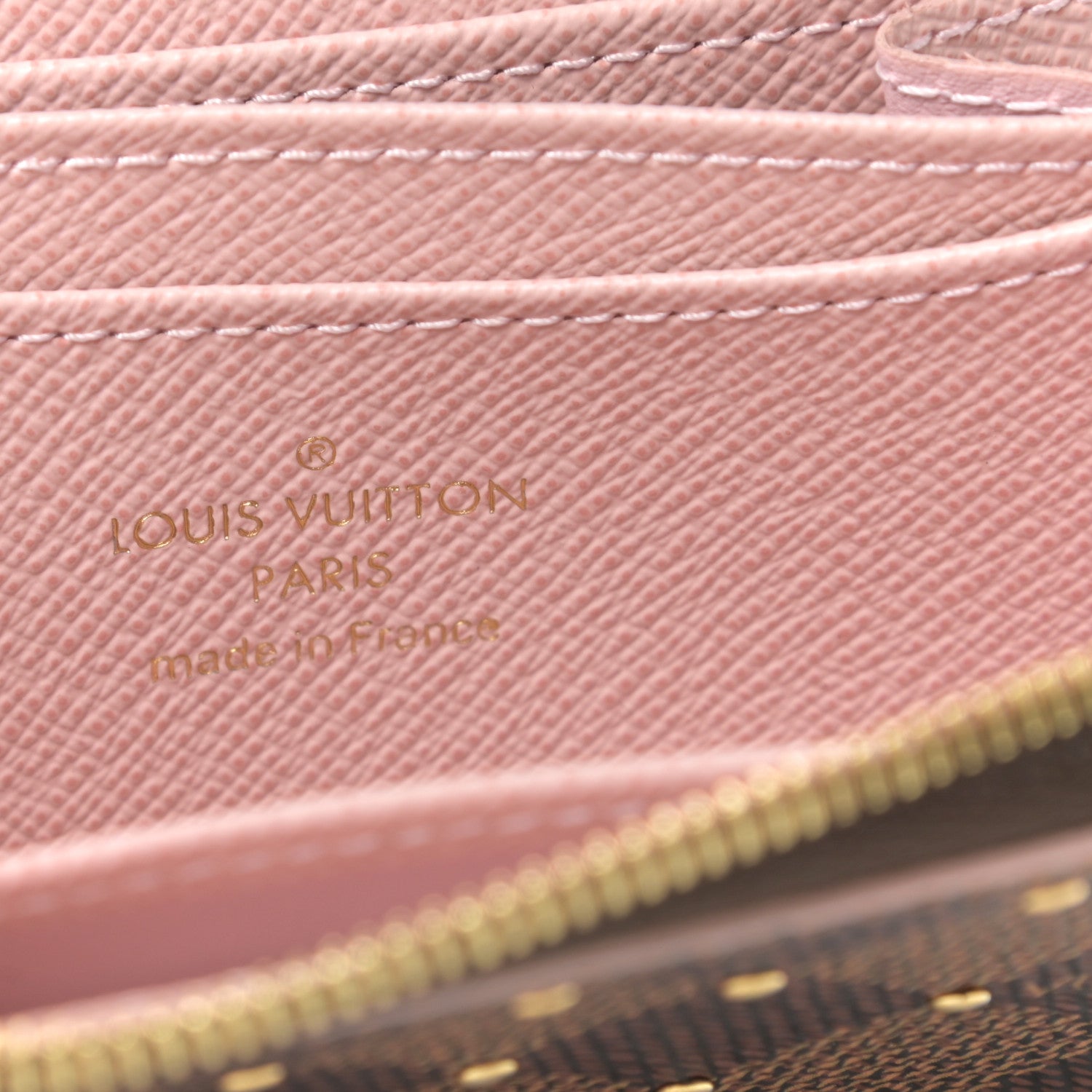 Louis Vuitton Damier Ebene Studded Zippy Coin Purse Rose Ballerine 6 of 7