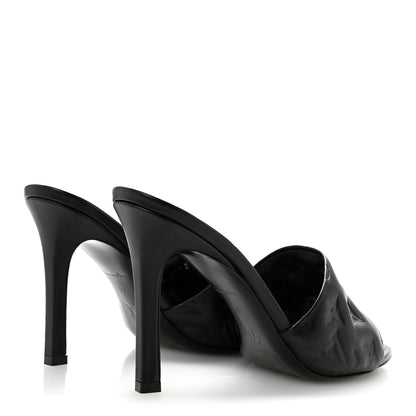 Louis Vuitton Lambskin Embossed Monogram Revival High Heel Mules 39 Black 5 of 9