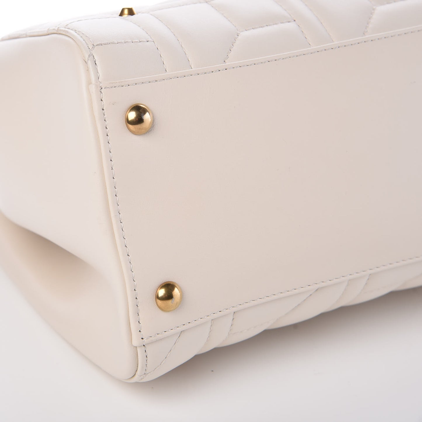 Calfskin Matelasse Studded Medium GG Marmont Tote White
