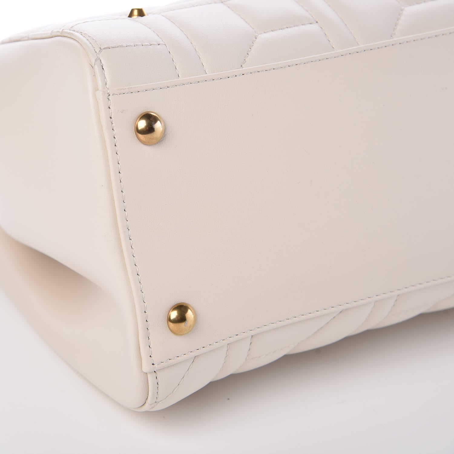 Gucci Calfskin Matelasse Studded Medium GG Marmont Tote White 8 of 9