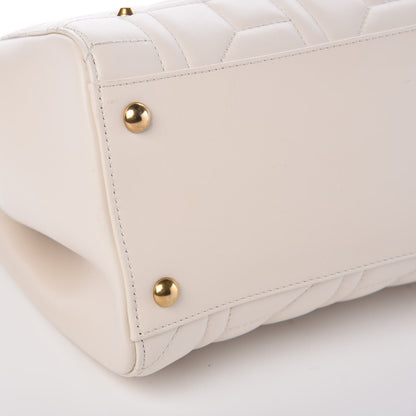 Gucci Calfskin Matelasse Studded Medium GG Marmont Tote White 8 of 9