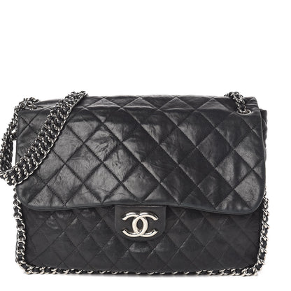 Chanel Washed Lambskin Quilted Maxi Chain Around Flap Black 1 of 14