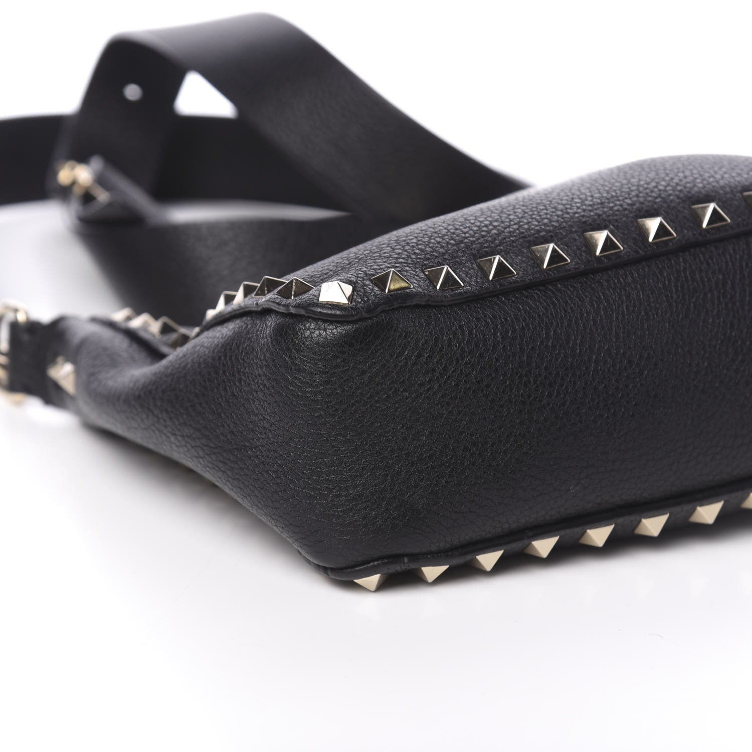 Valentino Garavani Pebbled Calfskin Mini Rockstud Flip-Lock Messenger Bag Black 7 of 11