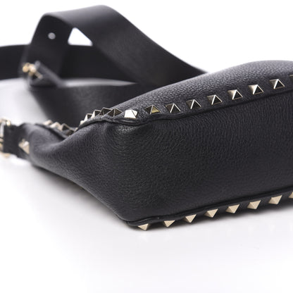 Valentino Garavani Pebbled Calfskin Mini Rockstud Flip-Lock Messenger Bag Black 7 of 11