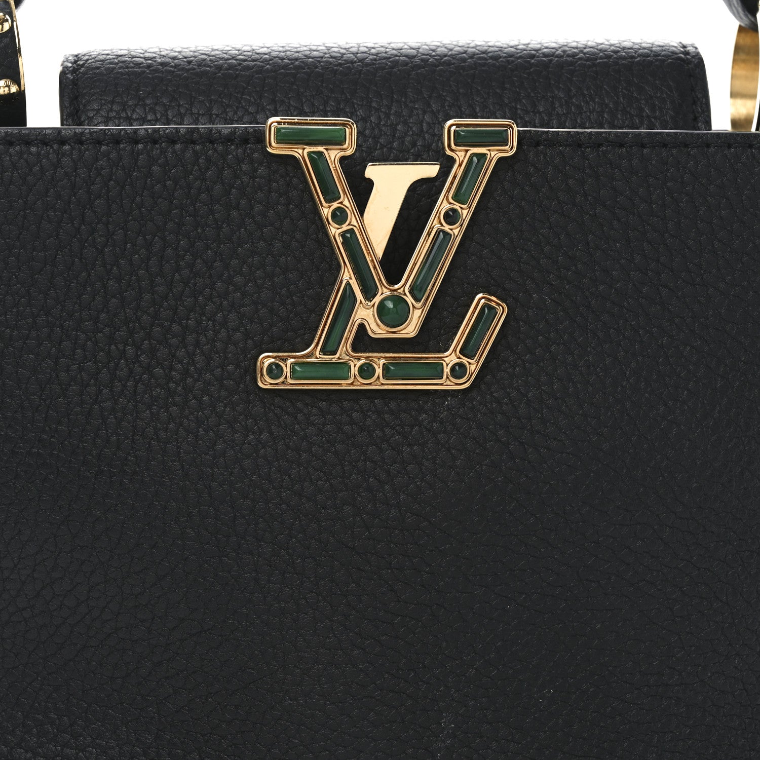 Louis Vuitton Taurillon Malachite Effect BB Capucines Black 7 of 9