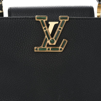Louis Vuitton Taurillon Malachite Effect BB Capucines Black 7 of 9