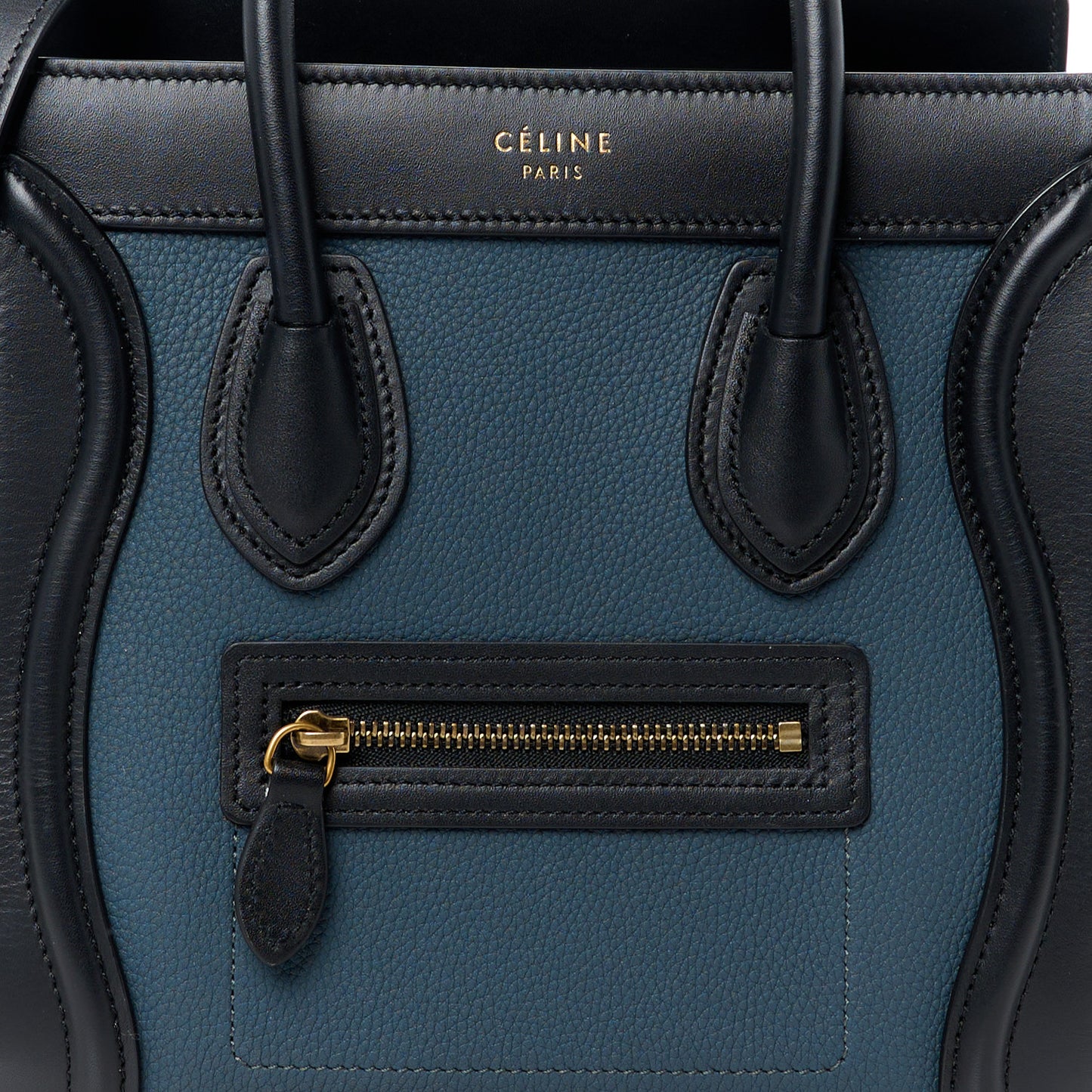 Drummed Calfskin Nubuck Nano Tri-Color Luggage Milky Blue