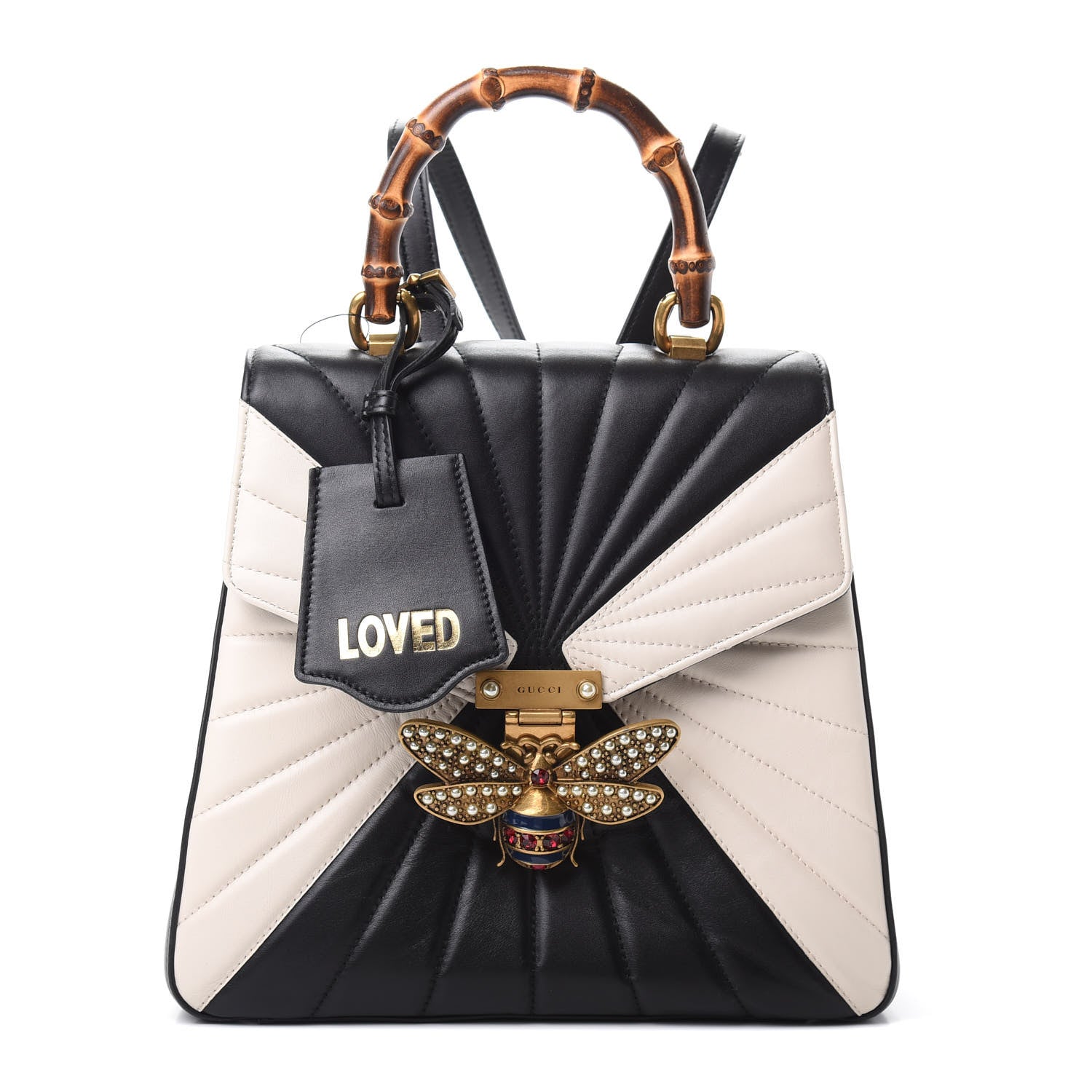 Gucci Calfskin Bamboo Trapuntata Queen Margaret Backpack Mystic White Black 1 of 11