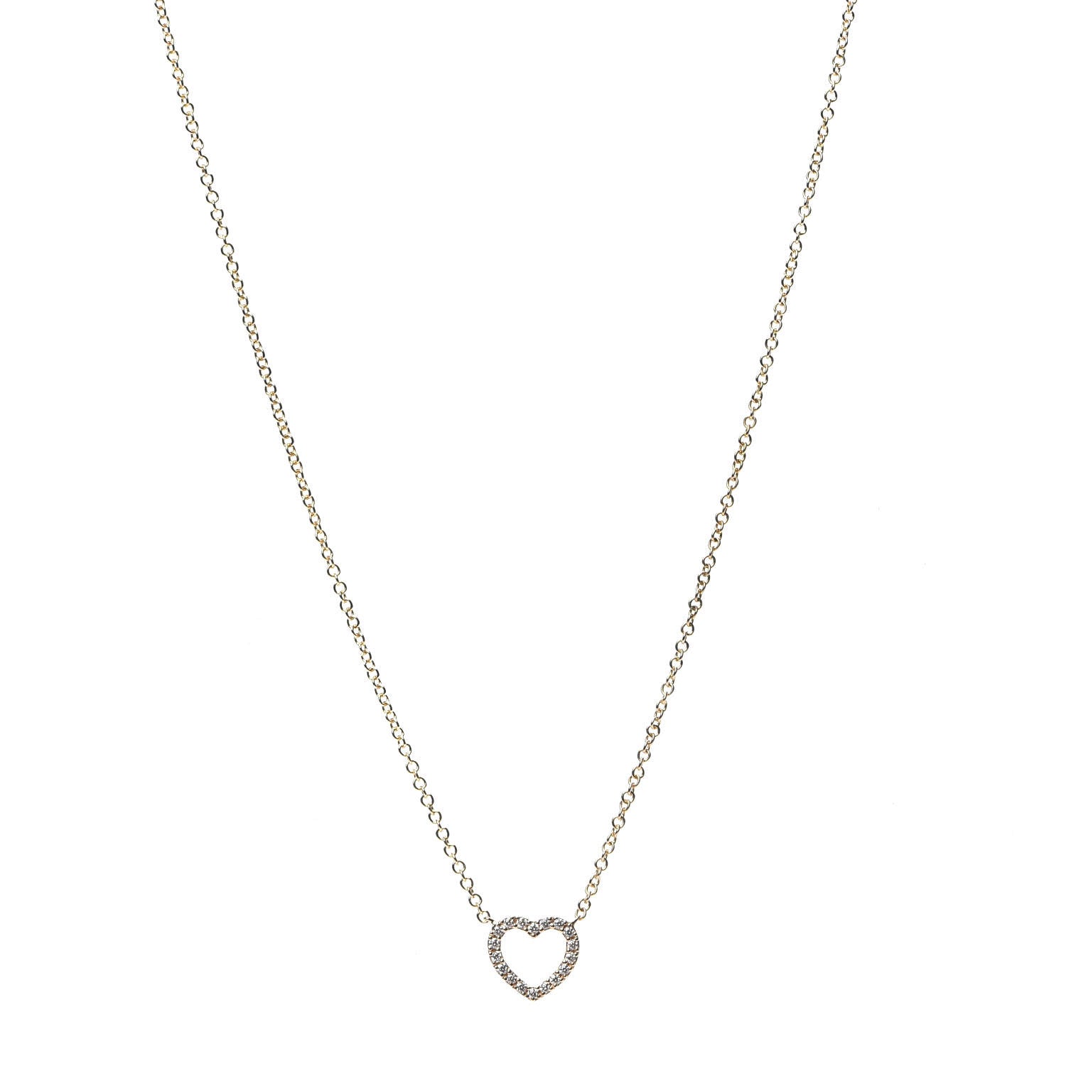Tiffany 18K Rose Gold Diamond Metro Heart Pendant Necklace 1 of 5