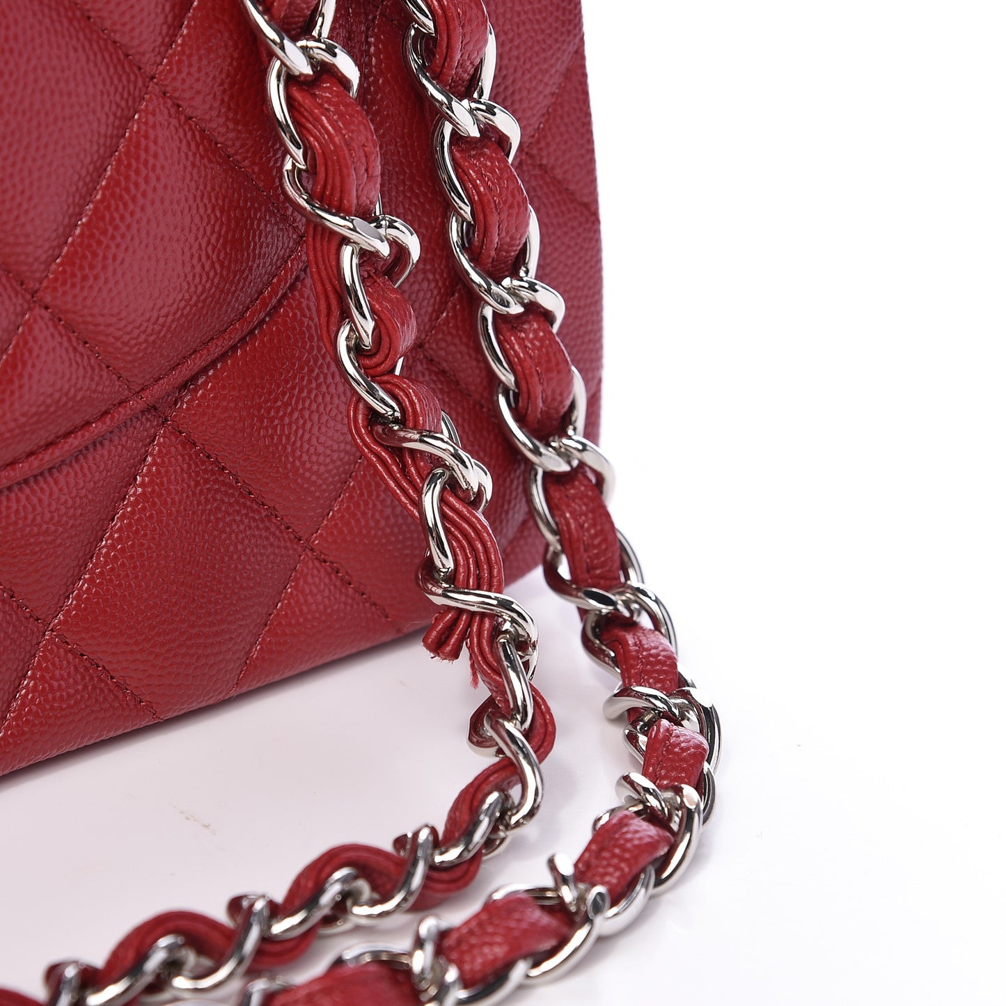 Caviar Quilted Jumbo Double Flap Red