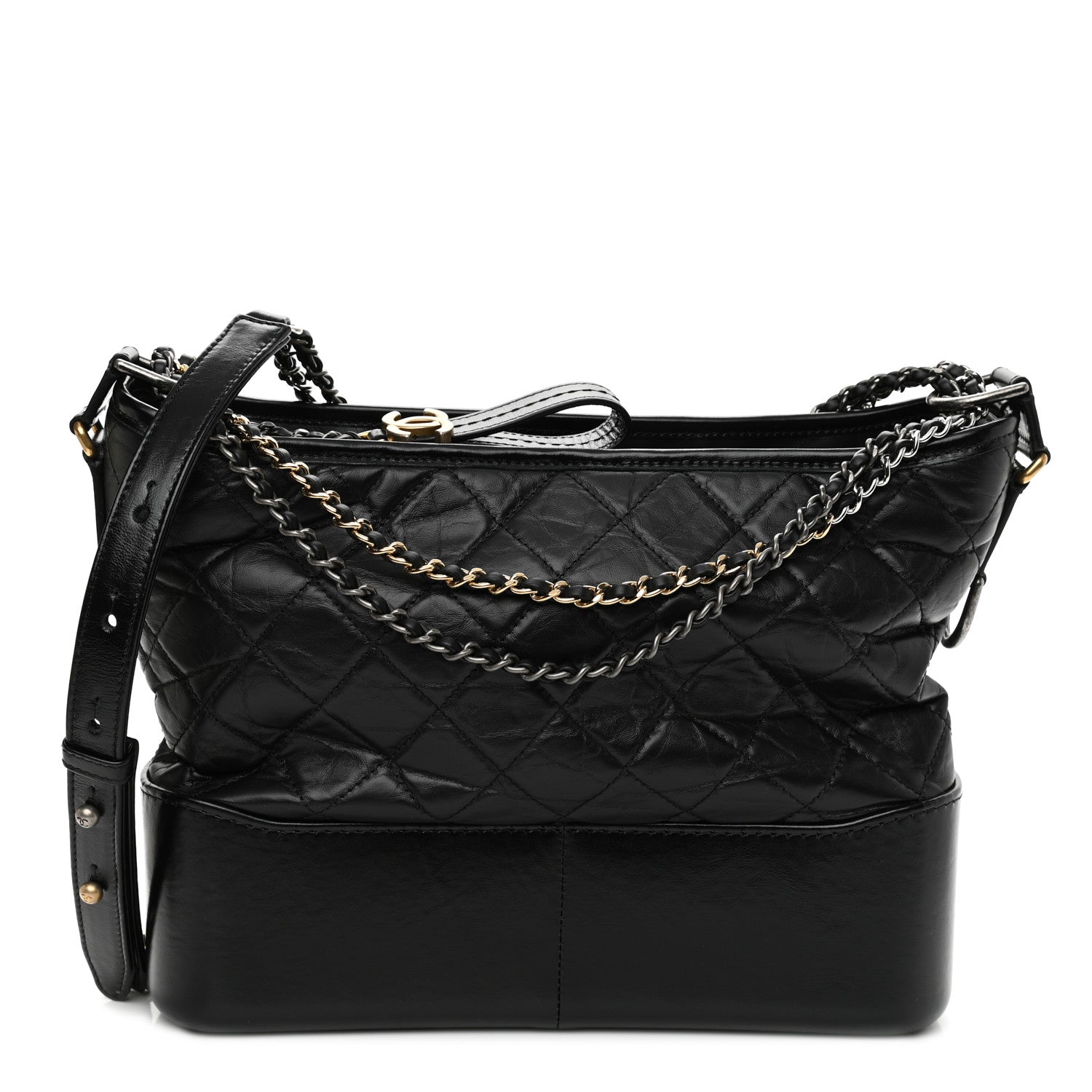 Chanel Aged Calfskin Quilted Medium Gabrielle Hobo Black 1 of 9