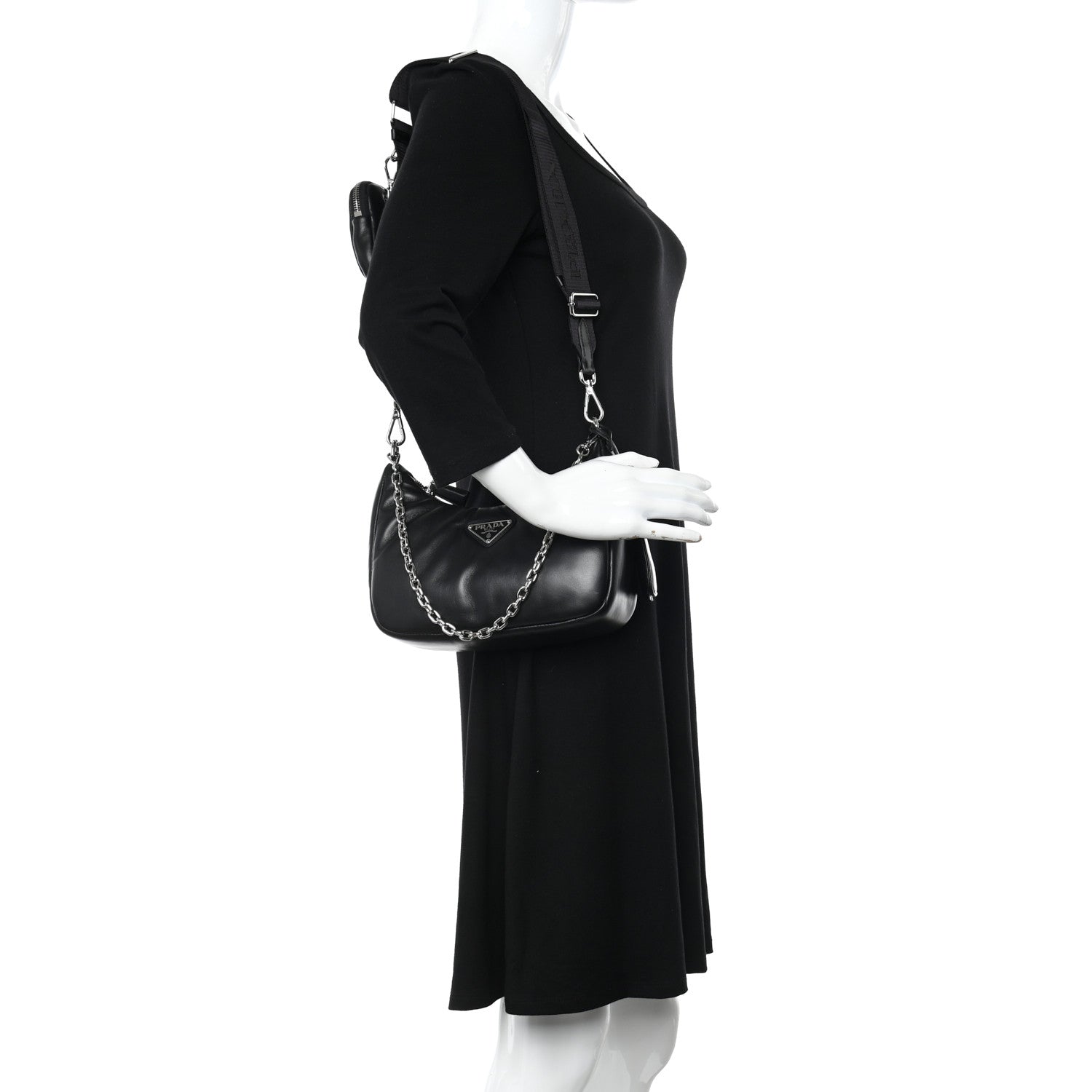 Prada Nappa Soft Padded Re-Edition 2005 Shoulder Bag Black 2 of 9