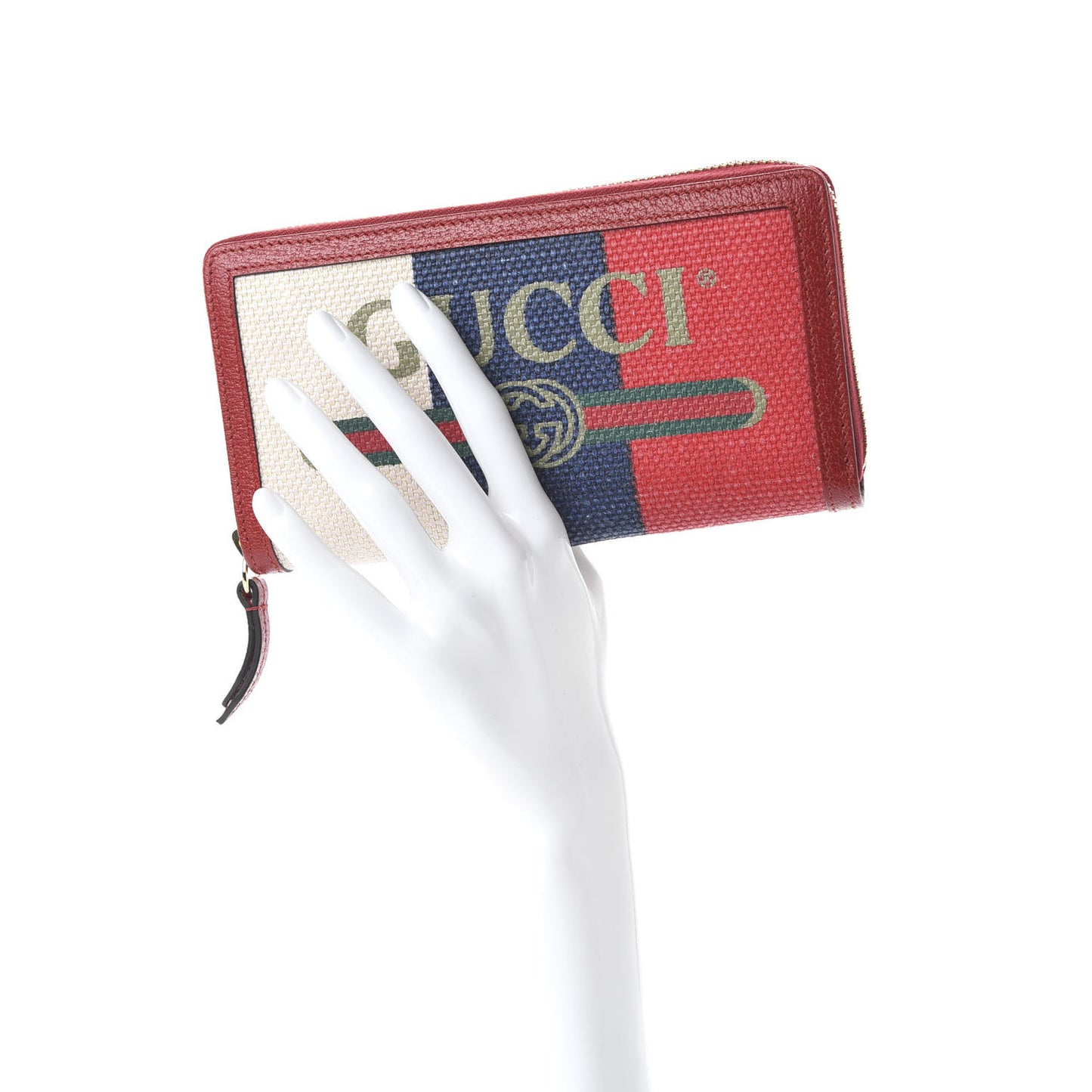 Canvas Sylvie Stripe Logo Zip Around Wallet Mystic White Hibiscus Red Maritime