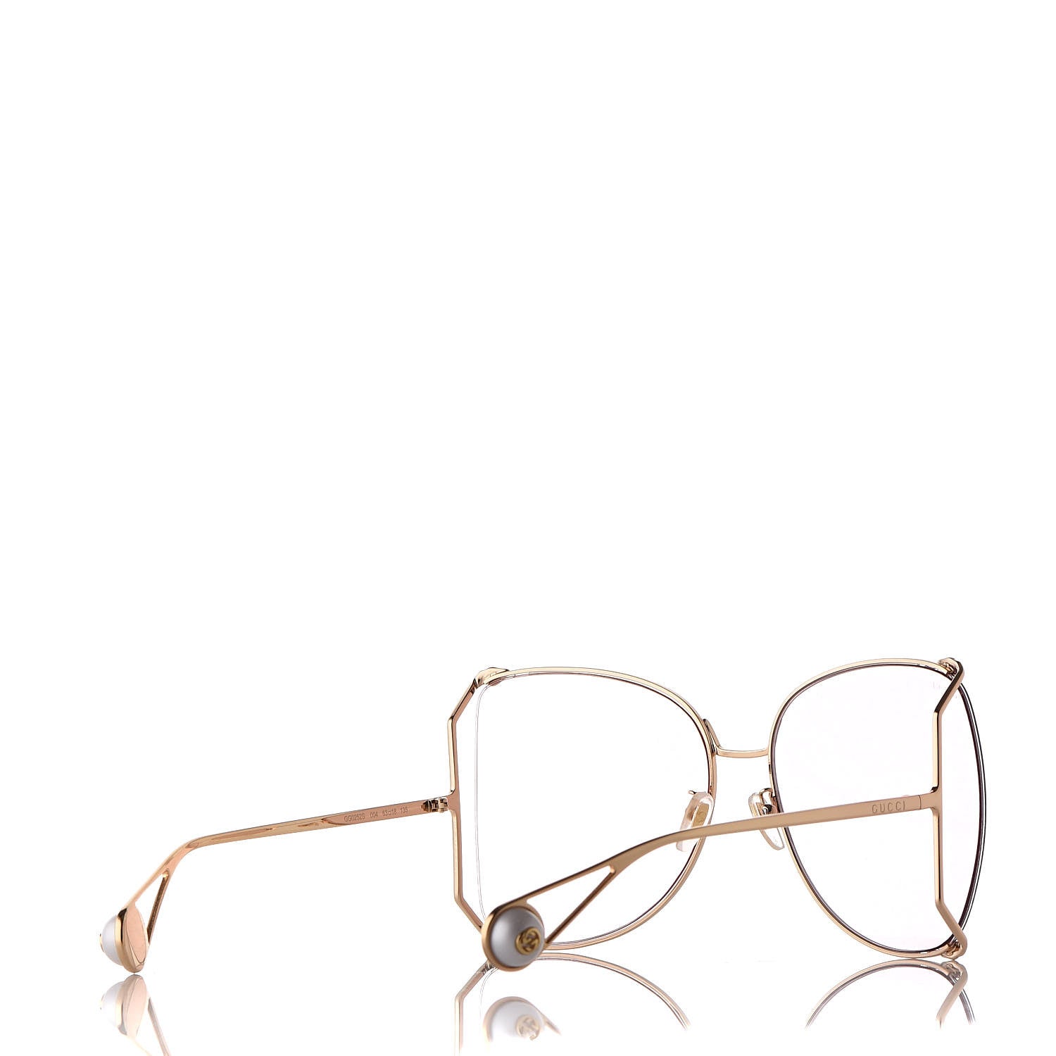 Gucci Oversized Round Sunglasses GG0252S Gold Brown 4 of 9