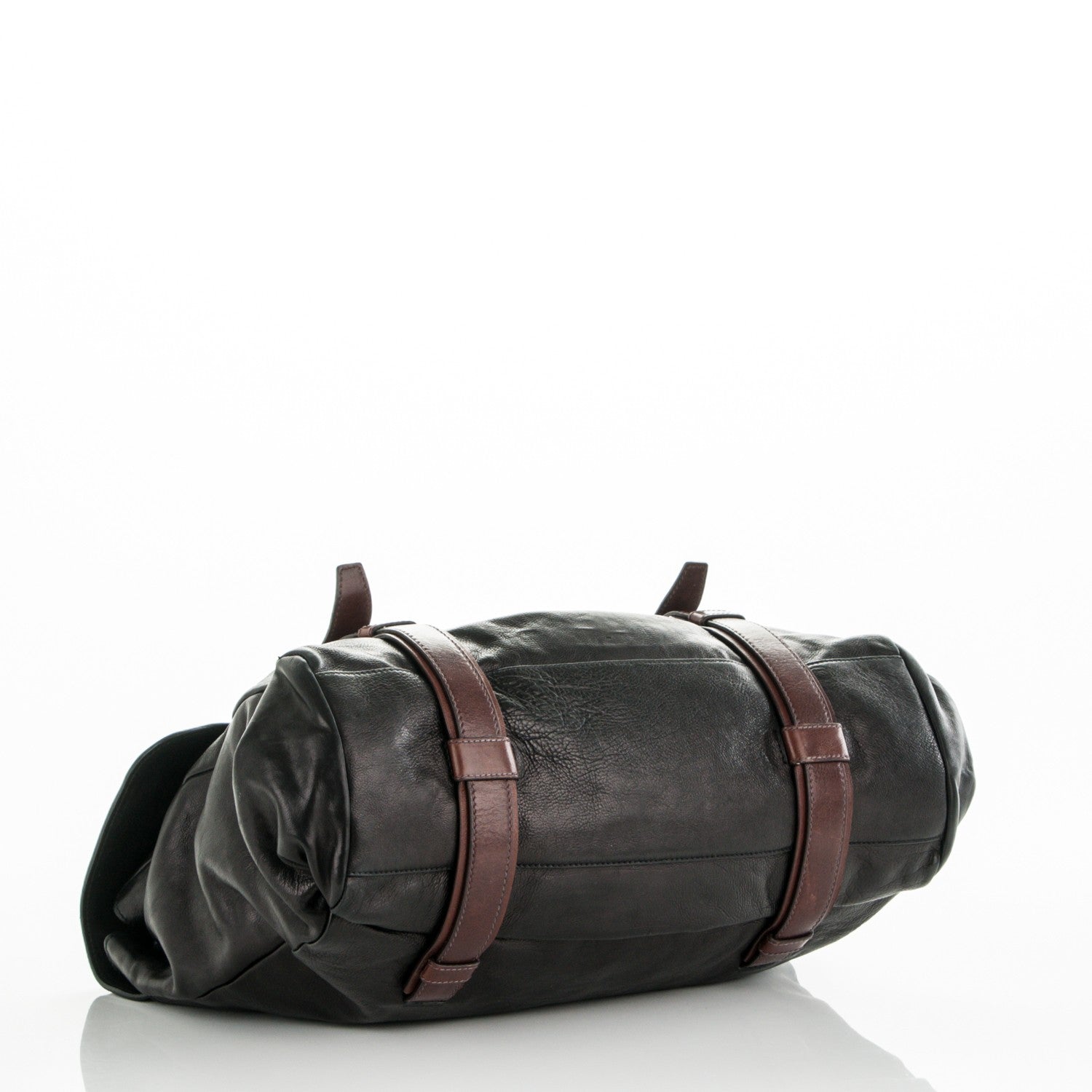 Prada Glace Calf Folding Briefcase Black Teak 4 of 6