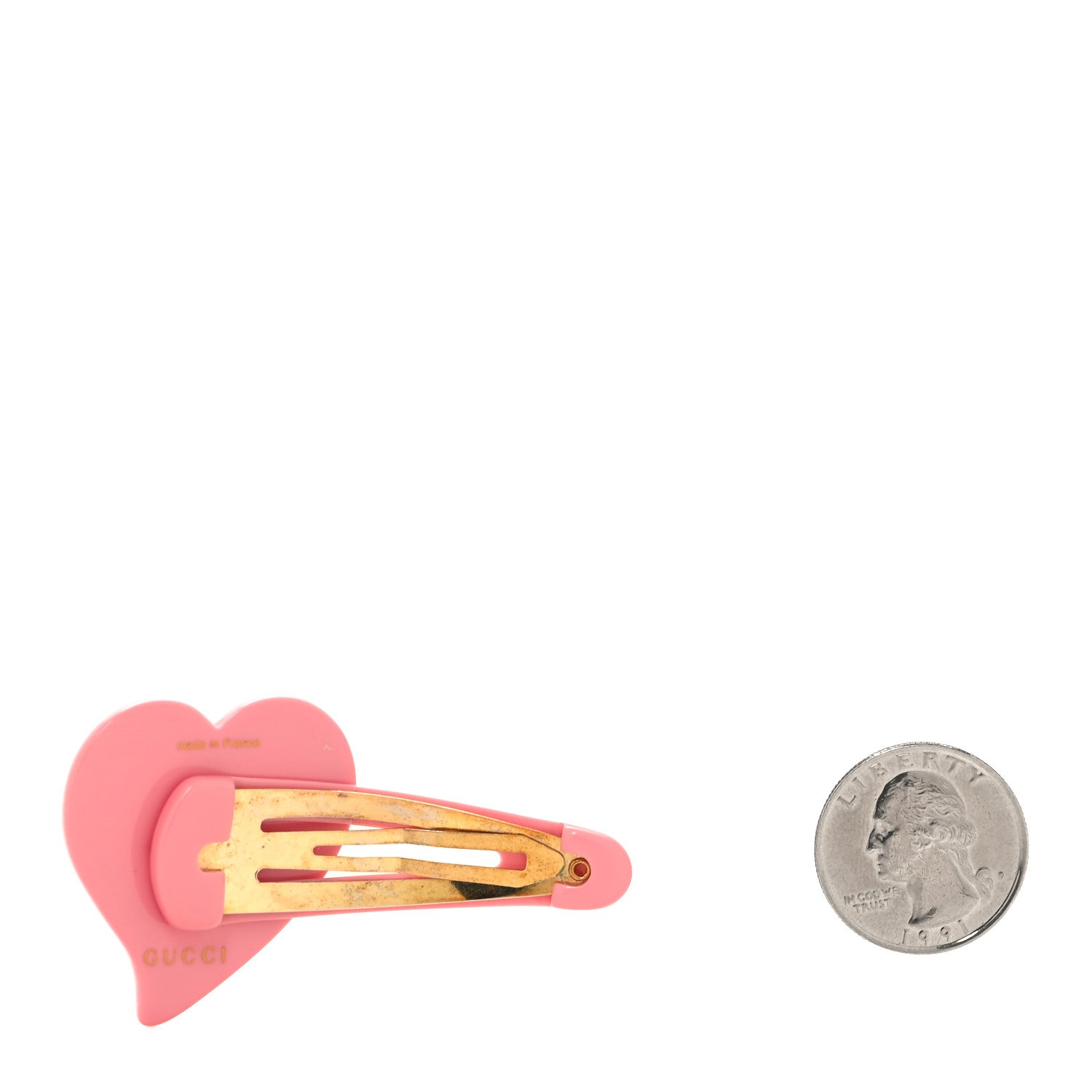 Gucci Resin Crystal Heart Hair Barrette Pink 2 of 4