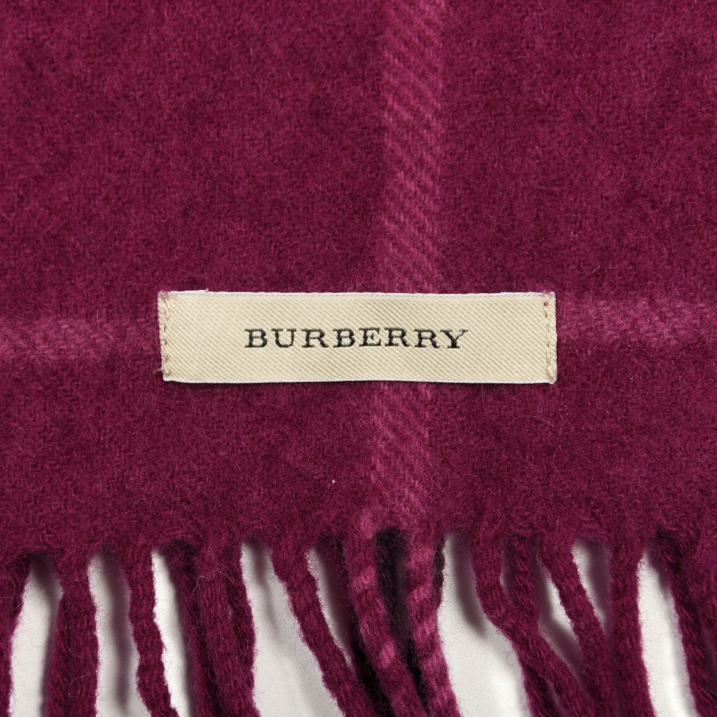 Cashmere Giant Check Fringe Scarf Fuchsia