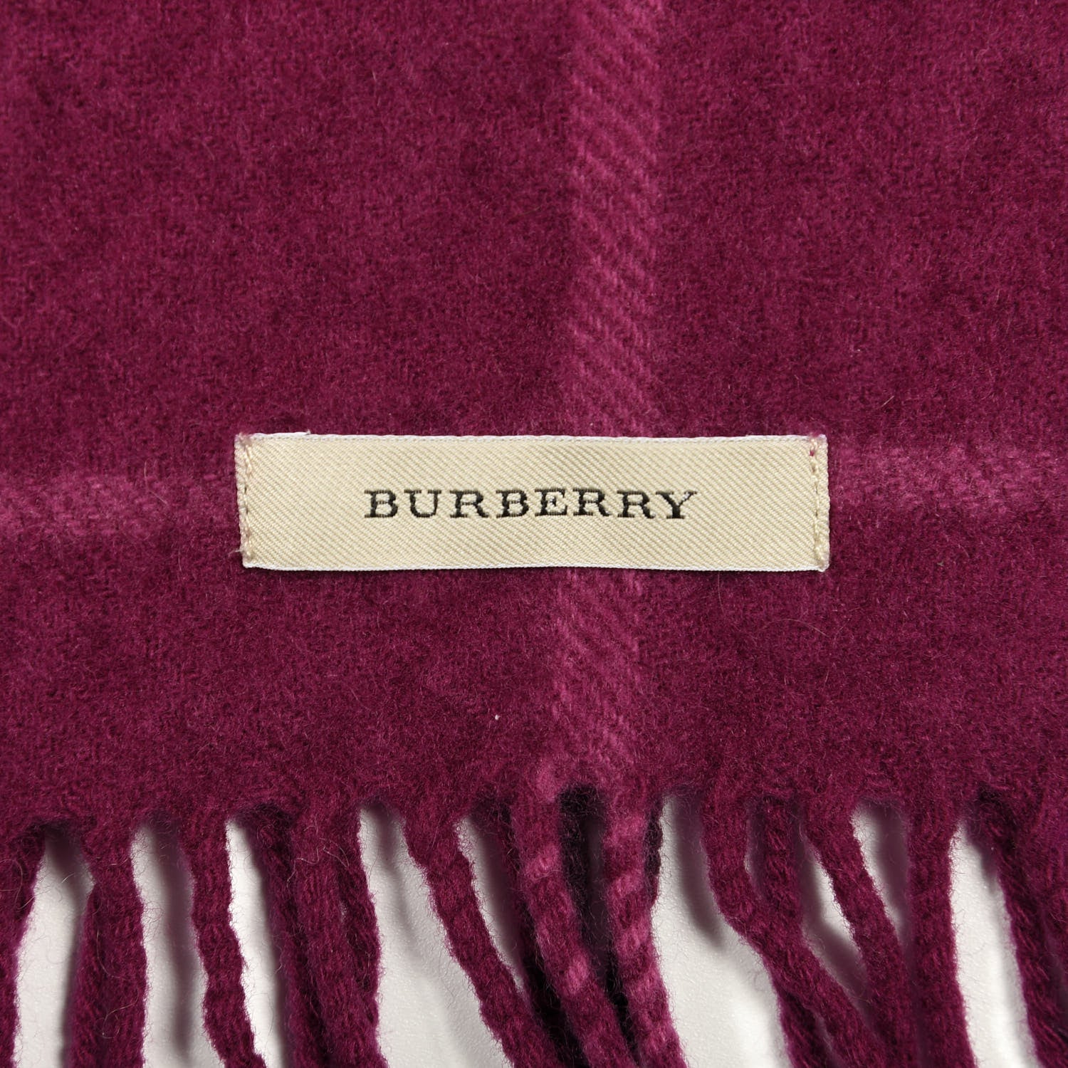 Burberry Cashmere Giant Check Fringe Scarf Fuchsia 3 of 4