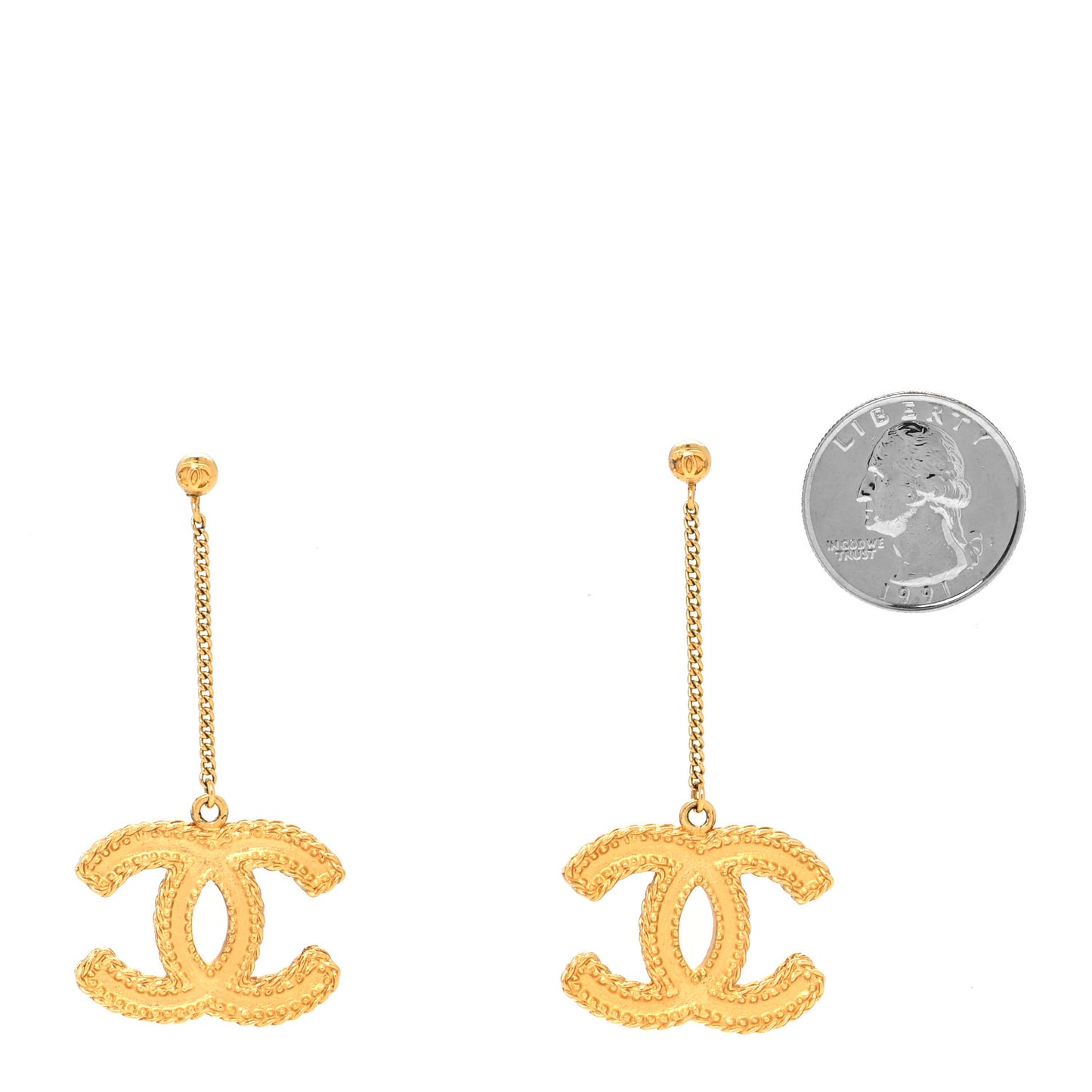 CC Drop Earrings Matte Gold