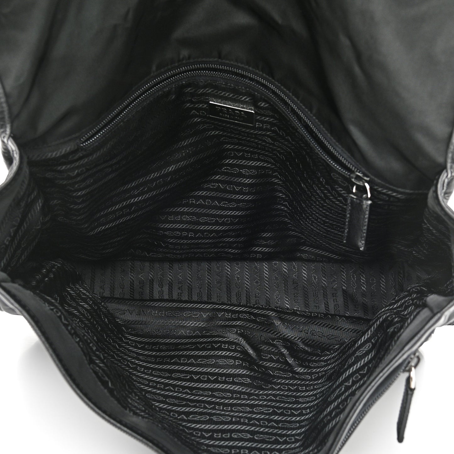 Tessuto Nylon Saffiano Messenger Satchel Black