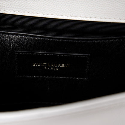 Saint Laurent Grain De Poudre Small Monogram Kate Satchel Optical White 6 of 10