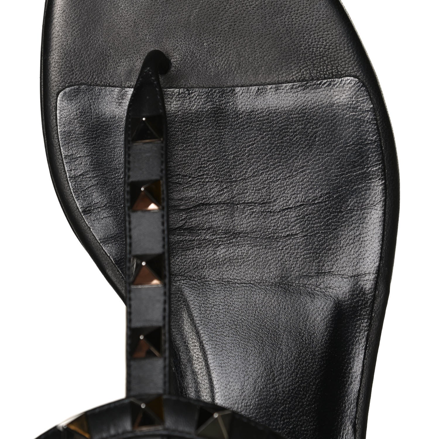 Valentino Garavani Nappa Rockstud Ankle Strap Flat Thong Sandals 37.5 Black 11 of 12