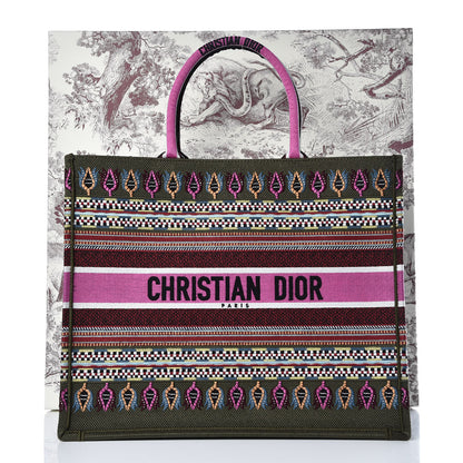 Christian Dior Canvas Embroidered Book Tote Olive Multicolor 8 of 12