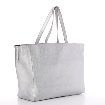 Saint Laurent Metallic Calfskin Large Reversible Shopper Tote Bag Black Silver 4 of 8