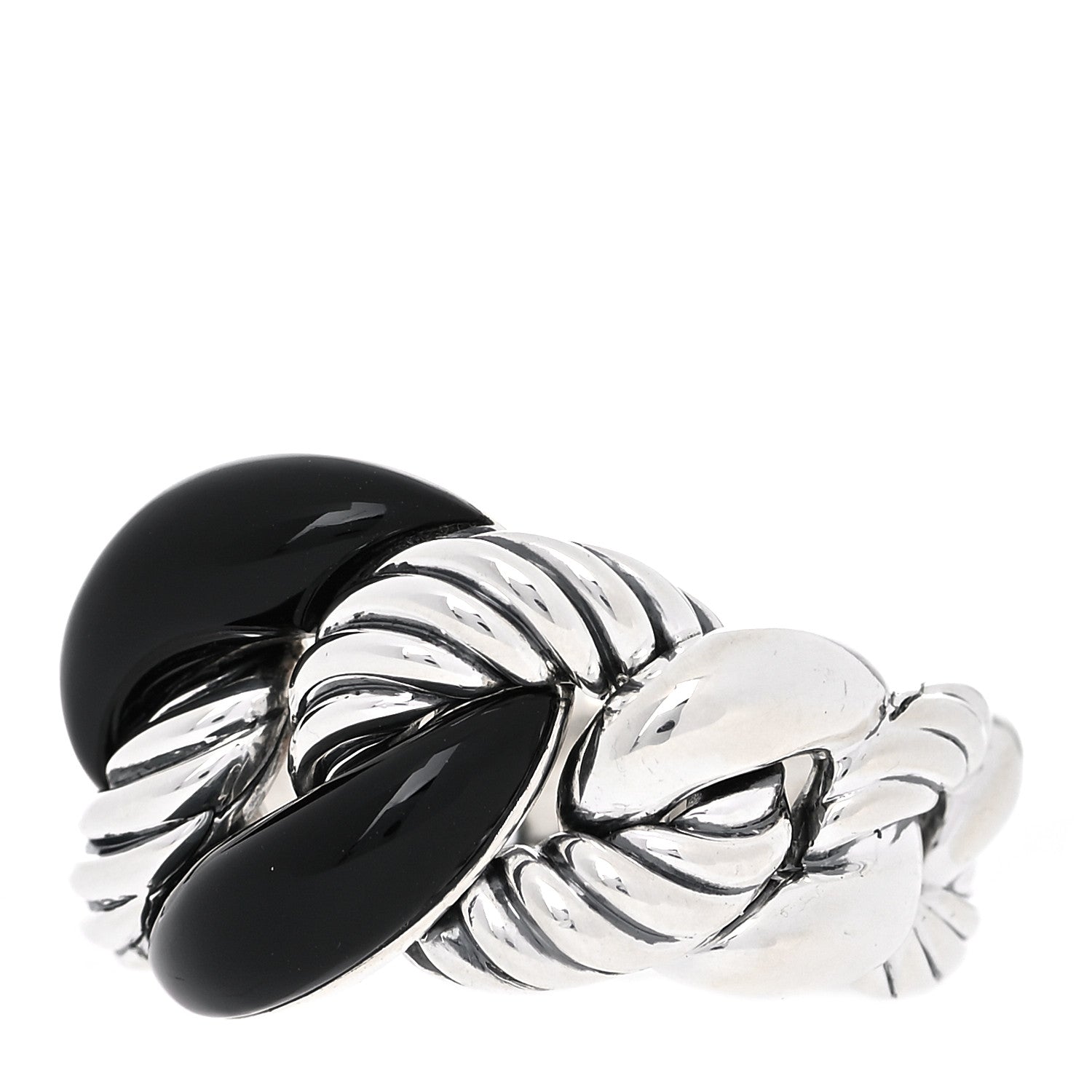 David Yurman Sterling Silver Black Ceramic Belmont Ring 51 5.75 4 of 5