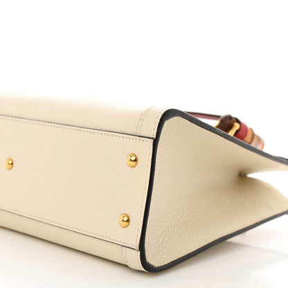 Gucci Textured Dollar Calfskin Web Small Diana Tote Bag Mystic White 10 of 11