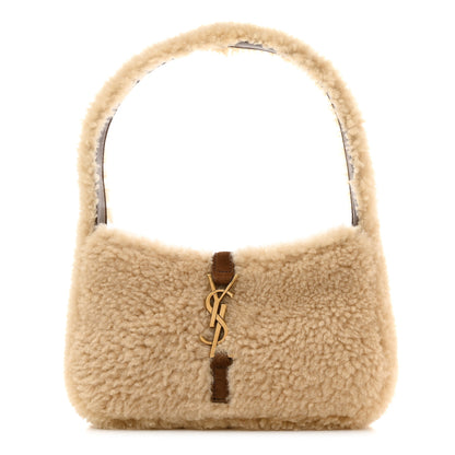 Saint Laurent Shearling Le 5 A 7 Mini Hobo Natural Beige 1 of 10