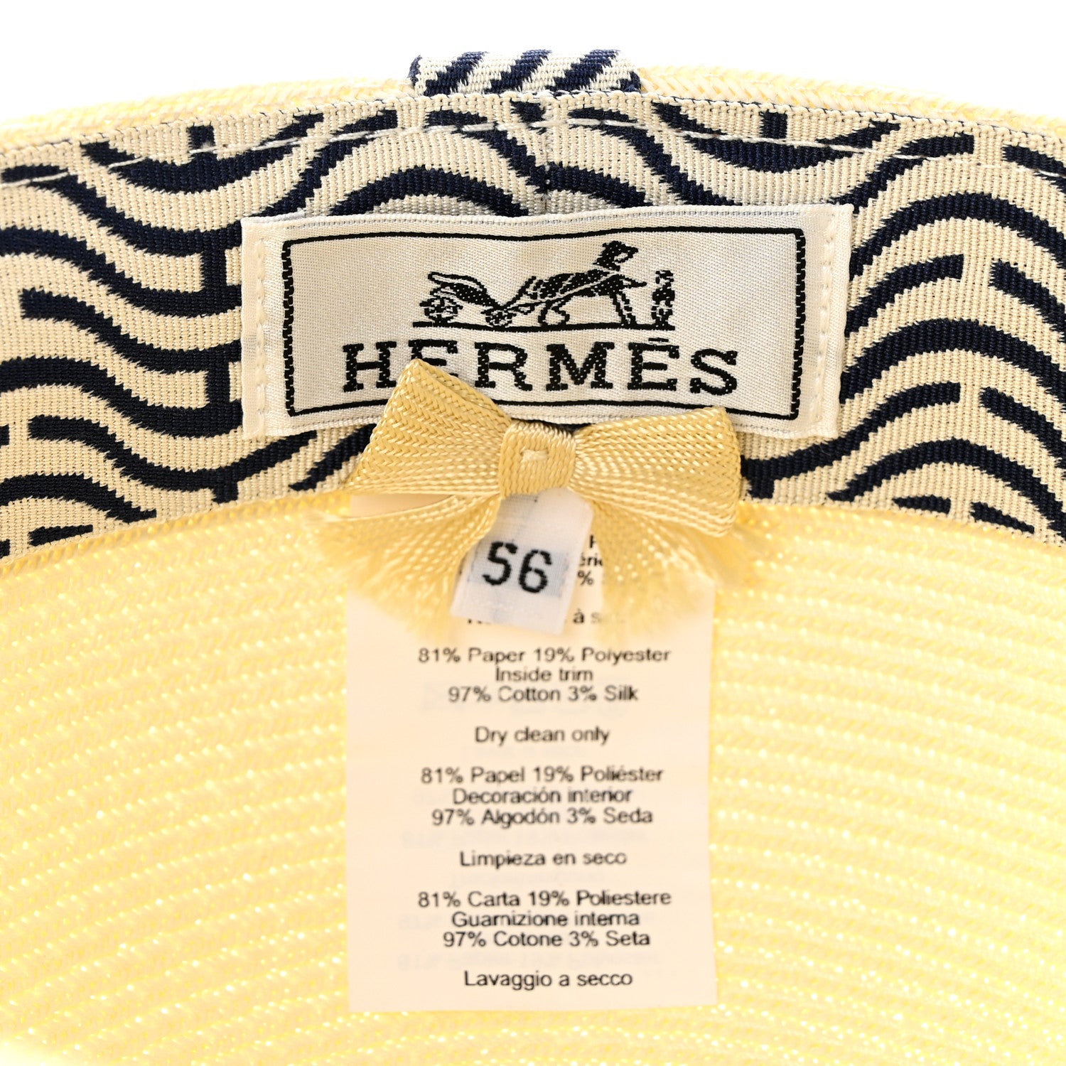 Hermes Emma Cap 56 Naturel Ecru Marine 8 of 10